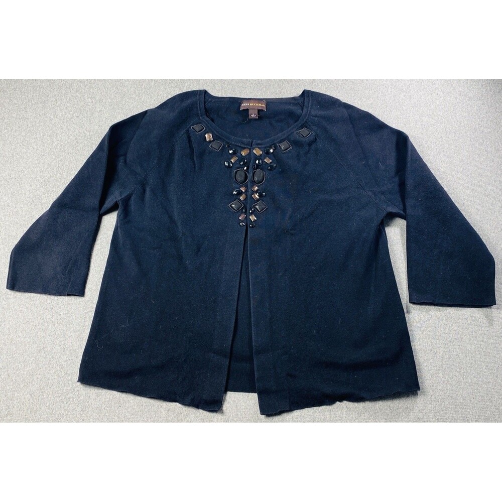 VTG Dana Buchman black embellished open-front cardigan Knit Size L
